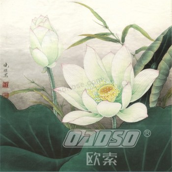 B373 Sommer Lotus und Vogel Tinte Malerei Hintergrund Wanddekoration für Wohnzimmer