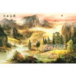B374 Chinees landschap schilderij achtergrond wanddecoratie inkt schilderij voor home decor