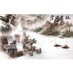 B375 Landschaft der traditionellen chinesischen Malerei Hintergrund Wand Dekoration Tuschmalerei für Wohnkultur