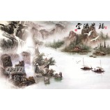 B375 landschap van traditionele chinese schilderkunst achtergrond wanddecoratie inkt schilderij voor home decor