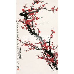 B378家庭的梅花墨水绘画背景墙壁装饰