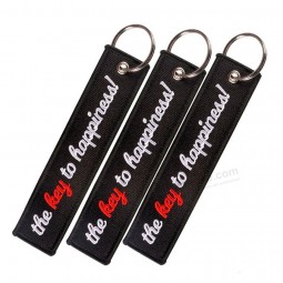 New Fashion Embroidery Key Chain The Key To Happiness for Car & Motorcycle Keychains Luggage Tags Men Trinkets SP1500
