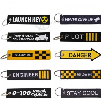 REMOVE BEFORE FLIGHT Novelty Keychain Launch Key Chain Bijoux Keychains for Motorcycles and Cars Key Tag New Embroidery Key Fobs