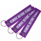 Fashion Tags Keychain Purple Embroidery Key Fobs Key Chain Tag