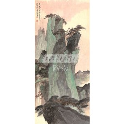 B381 pintura de paisaje de tinta y lavado pared fondo decoración pared arte impresión