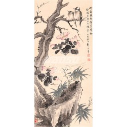 B384 Wasser und Tinte Blume Vogel Wand Hintergrund Dekoration Wandkunst Drucken