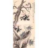 B384 water en inkt bloem vogel muur achtergrond decoratie kunst aan de muur afdrukken