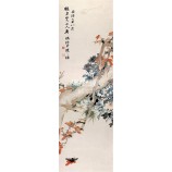 B391 꽃과 새 장식 그림 벽 배경 장식 잉크 그림 작품 인쇄