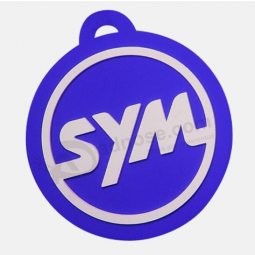 Eingraviertes Logo runde Form weichen PVC Schlüssel Anhänger für die Tasche