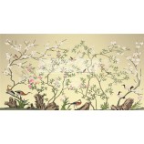 B410墨の花と鳥のデザインのテレビの背景壁画の家の壁画の壁画