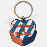Embossed 3D company logo soft rubber key ring custom