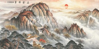 B486 Mount Tai Landscape Ink Painting Background Wall Decoration for Home Decor