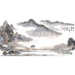 B488 High Definition Hand Painted Landscape Ink Painting Background Mural Artwork Printing