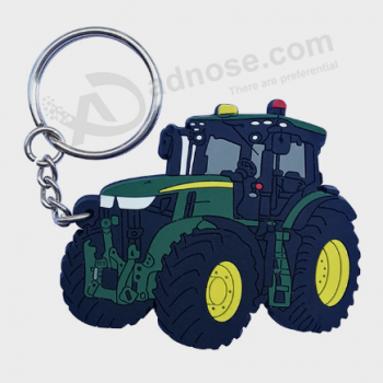 Traktor-Form-Gummi-Schlüsselanhänger 2d Silikon-Schlüsselanhänger