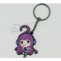 A etiqueta chave de borracha gravada faz seu próprio keychain do silicone dos desenhos animados