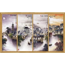 B500山水画在长江以南的背景墙装饰壁画