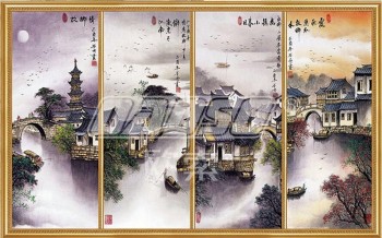 B500 Landscape Painting in The South of the Yangtze River Background Wall Decoration Murals