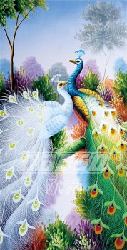 B416 Peacock Wall Background Decoration Water and Ink Painting Artwork Printing