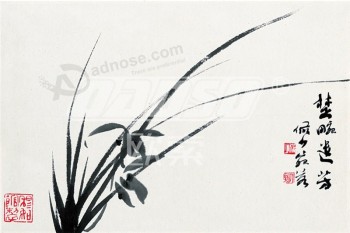 B436高清中式兰花背景墙装饰水墨画
