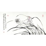B446 handgeschilderde orchideeën water en inkt schilderij kunstwerk afdrukken