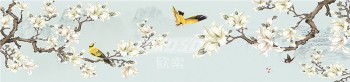 B450 impresión de ilustraciones de pintura decorativa junto a la cama de flores y pájaros del paisaje