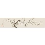 B453 peint à la main de fleurs de prunier, eau et encre, peinture décorative de tête de lit