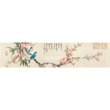 B454 Blume und Vogel Wasser und Tusche Malerei Bett Kopf und Sofa Hintergrund dekorative Malerei