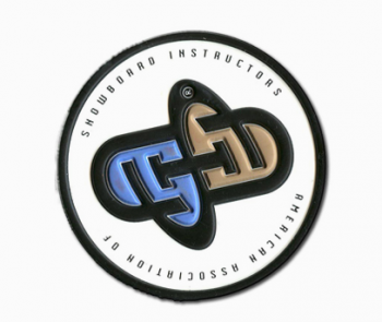 Emblemas brancos redondos do logotipo da etiqueta da borracha de silicone do pvc 3d reflexivo