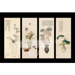 B464 Flower Water and Ink Painting Background Wall Decoration for Living Room