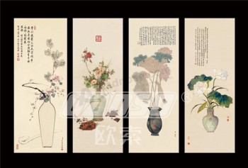 B464 Flower Water and Ink Painting Background Wall Decoration for Living Room