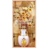 E001 yulan magnolia vaas snijwerk achtergrond wanddecoratie voor veranda