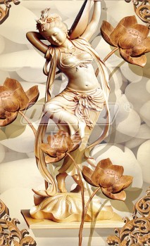 E008 Embossed Beauty Lady Lotus Flower Porch Wall Decorative Painting