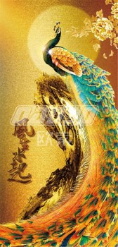 E019 Golden Phoenix Background Wall Decoration Ink Painting Mural Home Decor
