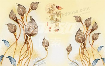 E024 3D Color Carving Calla Lily Background Wall Decorative Painting Home Decor