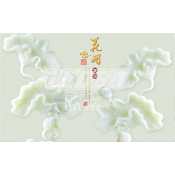E030 Jade Carving Lotus Leaf Ink Painting Murals Background Wall Decoration