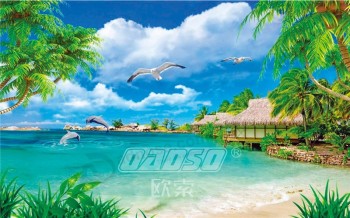 F003 high definition kokosnoot landschap inkt schilderij achtergrond wanddecoratie