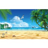 F004 beach coconut tree isola seaview inchiostro pittura sfondo decorazione della parete