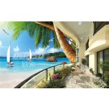F009 zeegezicht buiten hawaii landschap inkt schilderij muur achtergrond decoratie