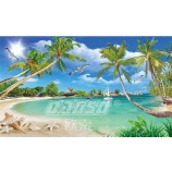 F010 mediterrane kokosnoot landschap inkt schilderij muur achtergrond decoratie
