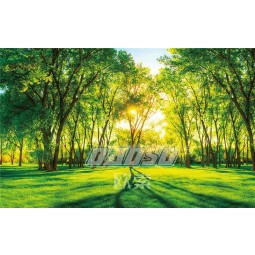 F013緑の森の風景のインク塗装壁の背景の装飾