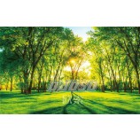 F013 groene bos landschap inkt schilderij muur achtergrond decoratie