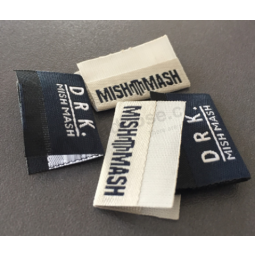 100% polyester center fold woven label for bags