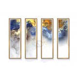 B506 kleur rook abstracte landschap inkt schilderij vier schermen voor home decor