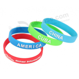 Pulseira de silicone personalizado em massa personalizado pulseira de borracha em relevo