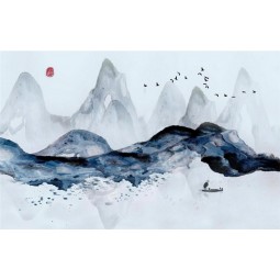B514 Artistic Conception Landscape Ink Painting Background Murals
