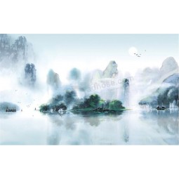 B523 Jiangnan Landschaftsmalerei Wand Hintergrund Dekoration Wandbild