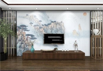B525传统中国绘画墙壁背景装饰艺术品打印手拉的背景