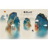 B526 gouden lijn nieuwe chinese stijl gunstige wolken conceptie landschap inkt schilderij kunst aan de muur afdrukken