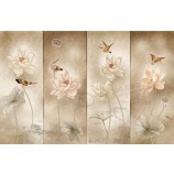 B529 lotus kingfisher wall art achtergrond inkt schilderij interieur