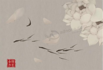 B530 encre de style chinois peinture lotus wall art décoration de fond